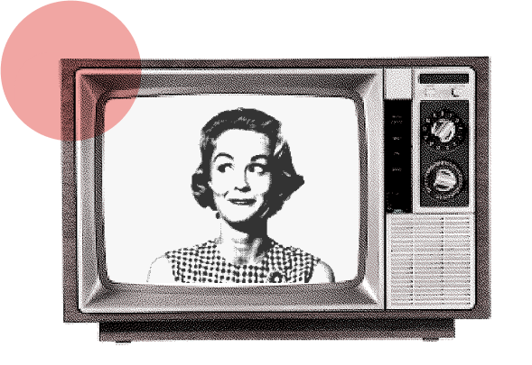Retro TV with woman's portrait
